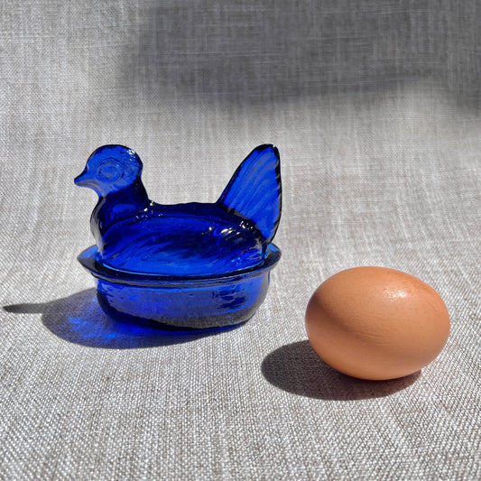 Nesting Hen Bowl & Lid - SAPHIRE BLUE | Hand Blown Glass - Colombia-1