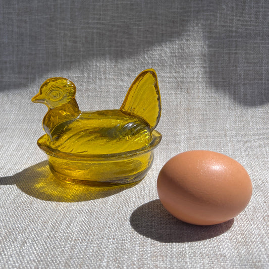Nesting Hen Bowl & Lid - HONEY YELLOW | Hand Blown Glass - Colombia-1