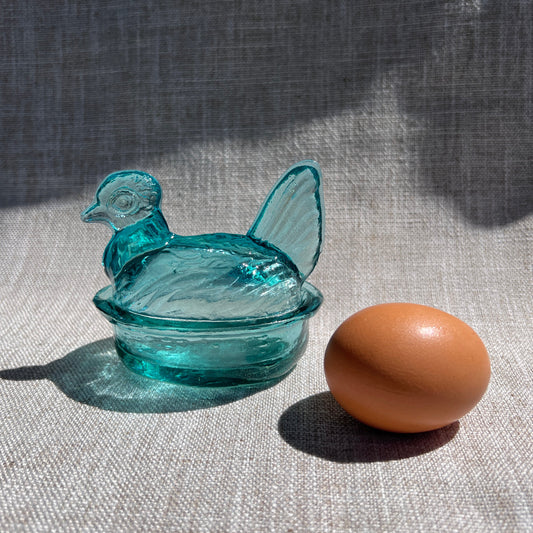 Nesting Hen Bowl & Lid - GLACIER BLUE | Hand Blown Glass - Colombia-1