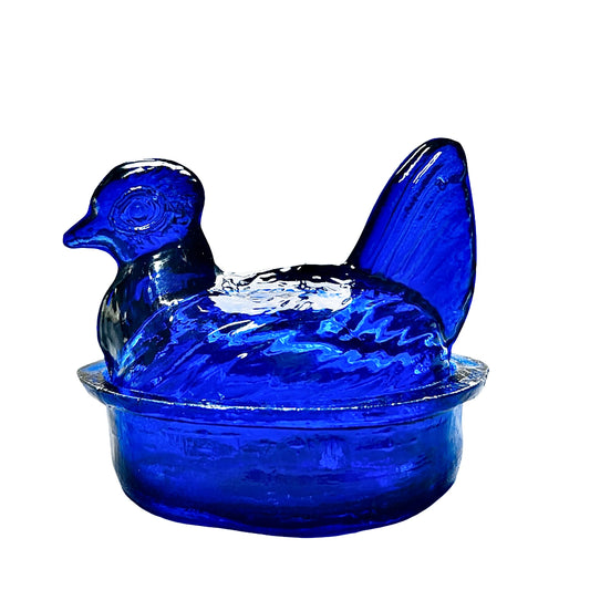 Nesting Hen Bowl & Lid - SAPHIRE BLUE | Hand Blown Glass - Colombia-0