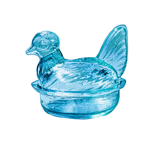 Nesting Hen Bowl & Lid - GLACIER BLUE | Hand Blown Glass - Colombia-0