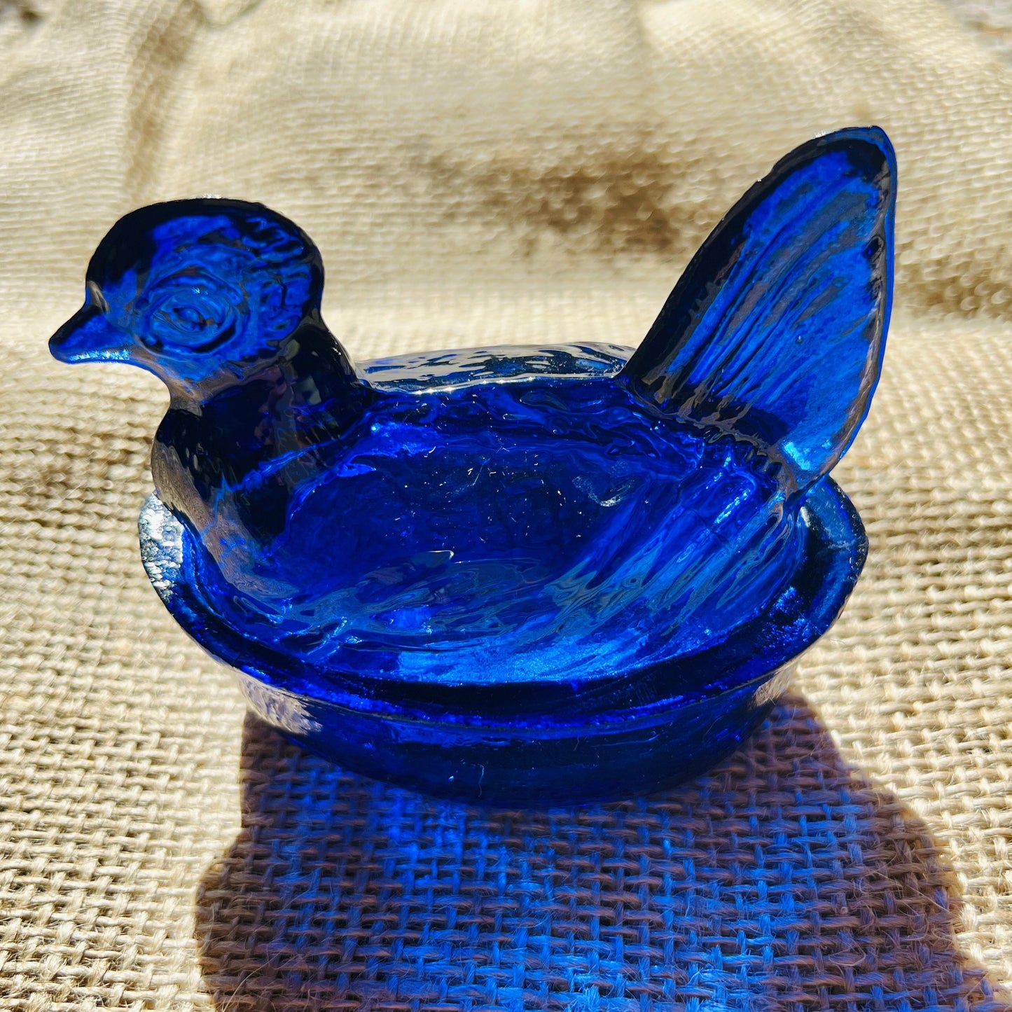 Nesting Hen Bowl & Lid - SAPHIRE BLUE | Hand Blown Glass - Colombia-2