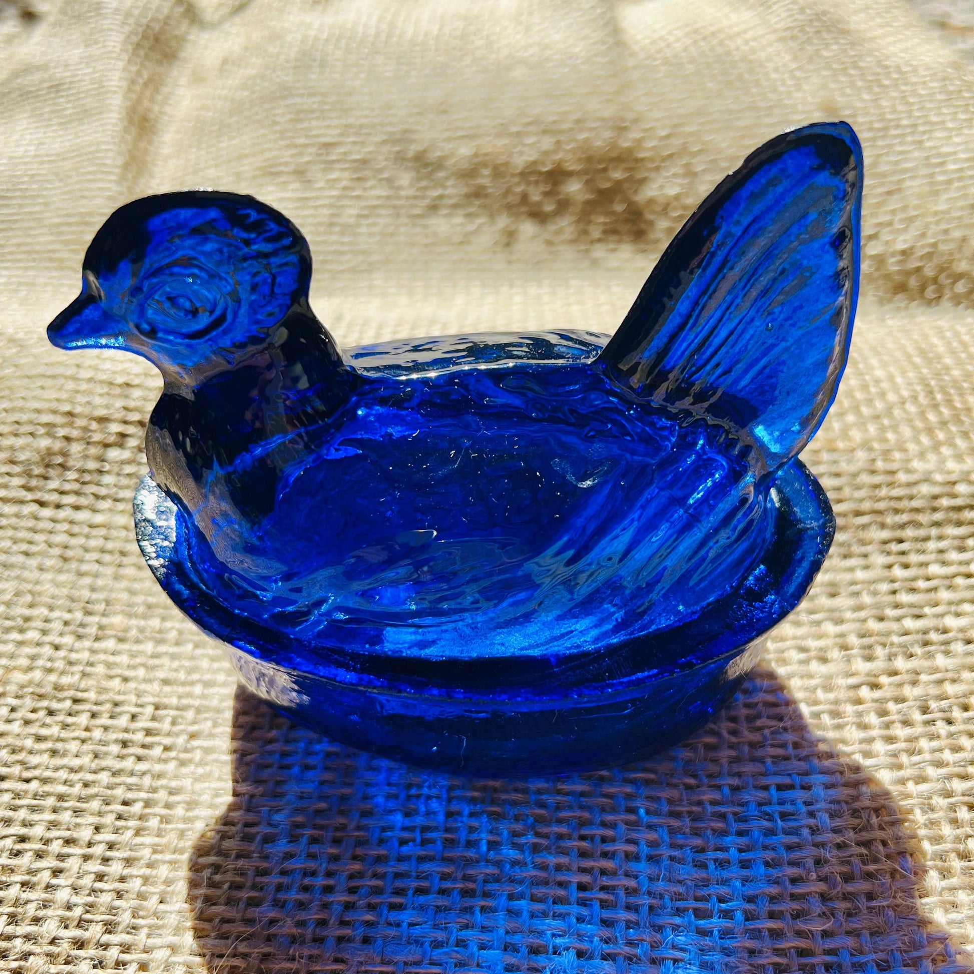 Nesting Hen Bowl & Lid - SAPHIRE BLUE | Hand Blown Glass - Colombia-2