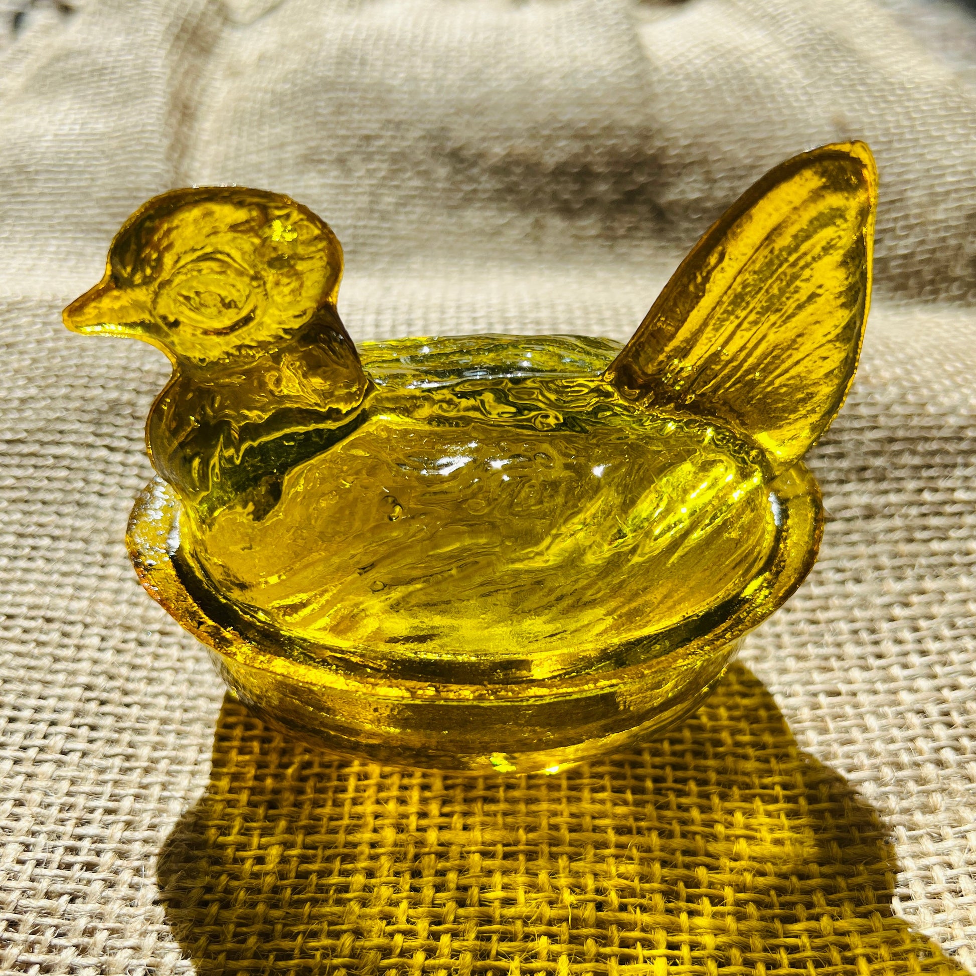Nesting Hen Bowl & Lid - HONEY YELLOW | Hand Blown Glass - Colombia-2