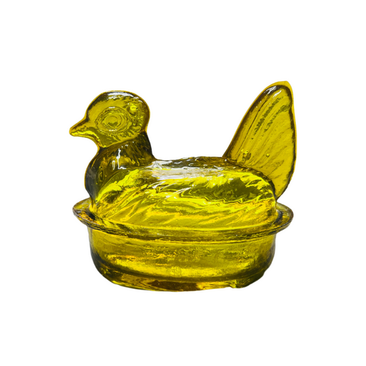 Nesting Hen Bowl & Lid - HONEY YELLOW | Hand Blown Glass - Colombia-0