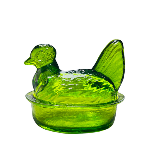 Nesting Hen Bowl & Lid - GREEN APPLE | Hand Blown Glass - Colombia-0