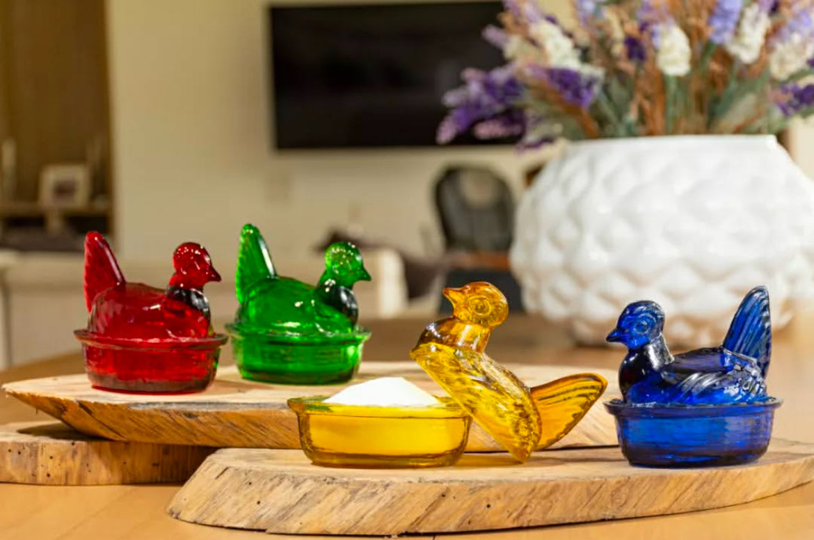 Nesting Hen Bowl & Lid - SAPHIRE BLUE | Hand Blown Glass - Colombia-4