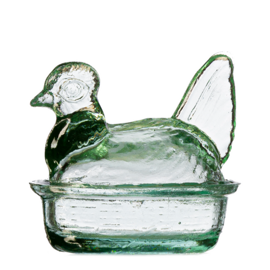 Nesting Hen Bowl & Lid - CLEAR DIAMOND | Hand Blown Glass - Colombia-0